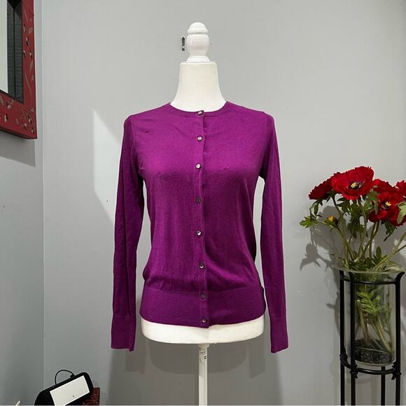 NEW Ann Taylor Classic Preppy Brushed Cardigan Button Down Sweater S NWT Fuchsia - Picture 1 of 13